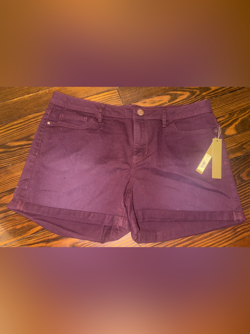 LC Lauren Conrad Women’s Plum Purple Cuffed Chino Shorts Size 14 NWT